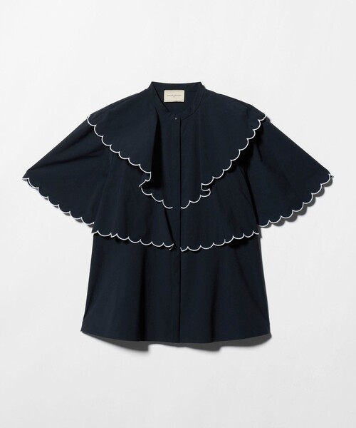 UNITED ARROWS(ユナイテッドアローズ)の「スカラップ フリル ブラウス ‐はっ水 UVカット 防しわ ウォッシャブル‐(シャツ/ブラウス・レディース・ブラック/ネイビー/ホワイト・FREE)」の5枚目の写真