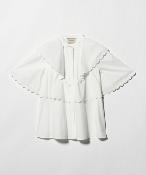 UNITED ARROWS(ユナイテッドアローズ)の「スカラップ フリル ブラウス ‐はっ水 UVカット 防しわ ウォッシャブル‐(シャツ/ブラウス・レディース・ブラック/ネイビー/ホワイト・FREE)」の10枚目の写真