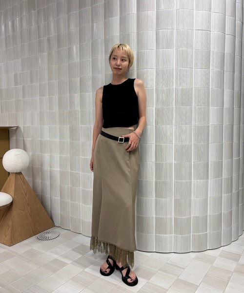 Ameri（アメリ）の「＜ ZOZOTOWN限定 ＞ LACE LAYERED NARROW SKIRT（スカート・レディース・ピンク/チャコールグレー/カーキ・SMALL/MEDIUM）」の9枚目の写真