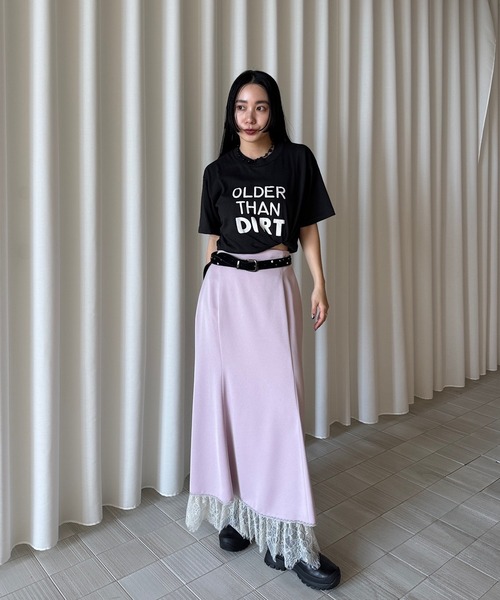 Ameri（アメリ）の「＜ ZOZOTOWN限定 ＞ LACE LAYERED NARROW SKIRT（スカート・レディース・ピンク/チャコールグレー/カーキ・SMALL/MEDIUM）」の6枚目の写真