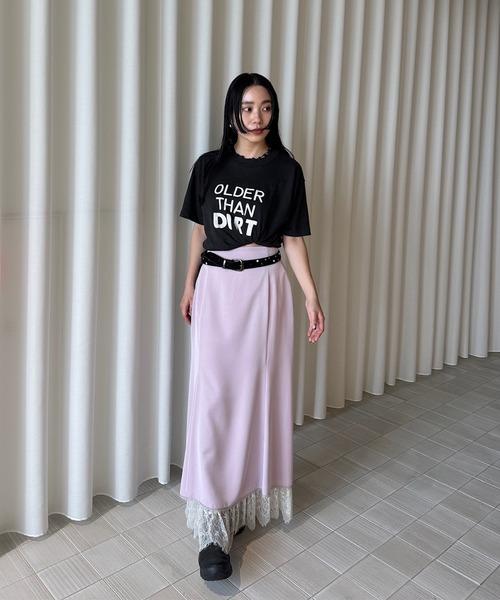 Ameri（アメリ）の「＜ ZOZOTOWN限定 ＞ LACE LAYERED NARROW SKIRT（スカート・レディース・ピンク/チャコールグレー/カーキ・SMALL/MEDIUM）」の5枚目の写真