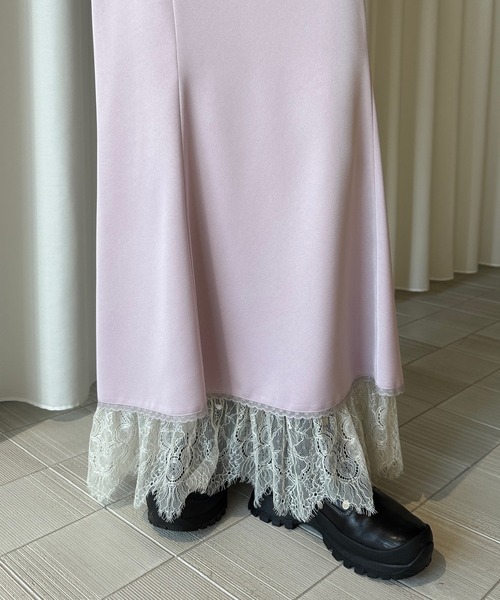 Ameri（アメリ）の「＜ ZOZOTOWN限定 ＞ LACE LAYERED NARROW SKIRT（スカート・レディース・ピンク/チャコールグレー/カーキ・SMALL/MEDIUM）」の7枚目の写真