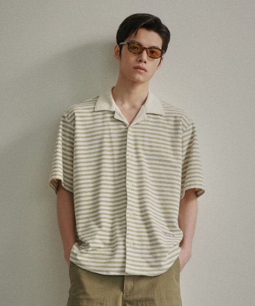 COLLECTION LINE] タオルリングファブリックストライプオープンカラー 