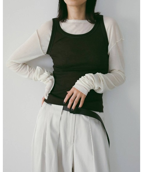 anuke(アンヌーク)の「Wool Rib Tanktop 62610614(Tシャツ/カットソー・メンズ・ブラウン/グレー/オフホワイト・FREE)」の3枚目の写真