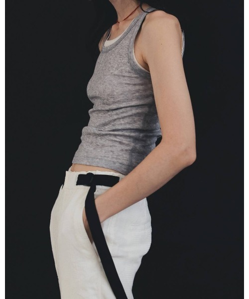 anuke(アンヌーク)の「Wool Rib Tanktop 62610614(Tシャツ/カットソー・メンズ・ブラウン/グレー/オフホワイト・FREE)」の1枚目の写真