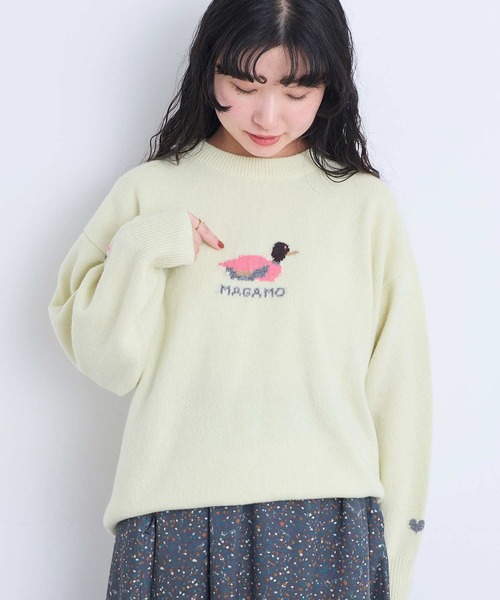 l'atelier du savon(アトリエドサボン)の「川辺をおよぐカモのジャカードプルオーバー(ニット/セーター・レディース・グレー/ブルー/イエロー・FREE)」の3枚目の写真