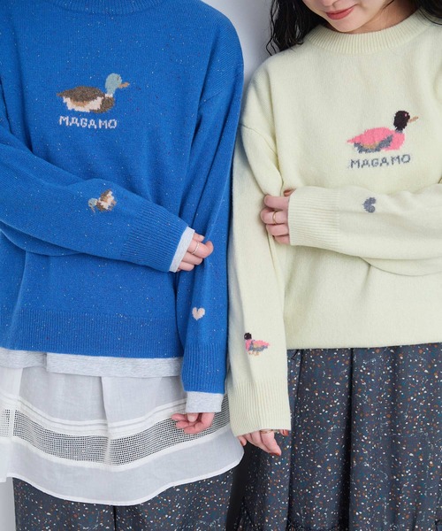 l'atelier du savon(アトリエドサボン)の「川辺をおよぐカモのジャカードプルオーバー(ニット/セーター・レディース・グレー/ブルー/イエロー・FREE)」の15枚目の写真