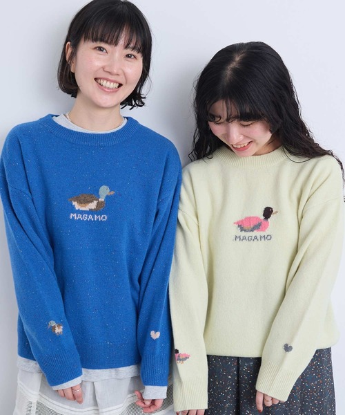 l'atelier du savon(アトリエドサボン)の「川辺をおよぐカモのジャカードプルオーバー(ニット/セーター・レディース・グレー/ブルー/イエロー・FREE)」の16枚目の写真