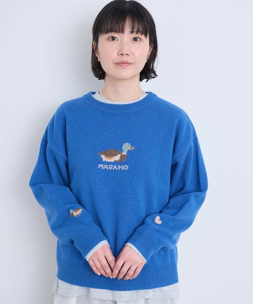 l'atelier du savon(アトリエドサボン)の「川辺をおよぐカモのジャカードプルオーバー(ニット/セーター・レディース・グレー/ブルー/イエロー・FREE)」の13枚目の写真