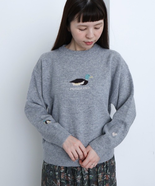 l'atelier du savon(アトリエドサボン)の「川辺をおよぐカモのジャカードプルオーバー(ニット/セーター・レディース・グレー/ブルー/イエロー・FREE)」の10枚目の写真