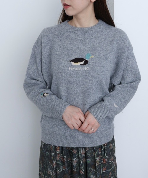 l'atelier du savon(アトリエドサボン)の「川辺をおよぐカモのジャカードプルオーバー(ニット/セーター・レディース・グレー/ブルー/イエロー・FREE)」の11枚目の写真