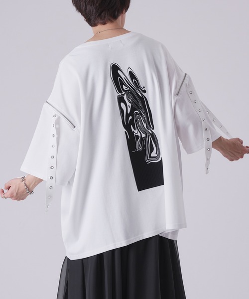 狐独(コドク)の「カットアウトハトメ刺繍Tシャツ(Tシャツ/カットソー・メンズ・ブラック/オフホワイト/ブルー・LARGE/MEDIUM)」の13枚目の写真