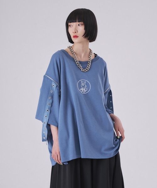 狐独(コドク)の「カットアウトハトメ刺繍Tシャツ(Tシャツ/カットソー・メンズ・ブラック/オフホワイト/ブルー・LARGE/MEDIUM)」の19枚目の写真