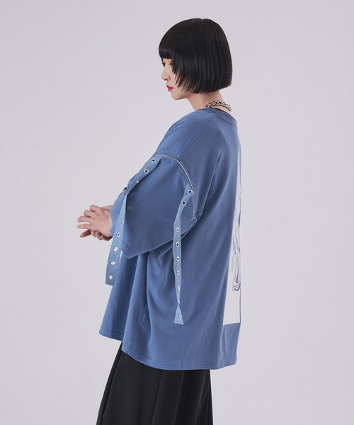 狐独(コドク)の「カットアウトハトメ刺繍Tシャツ(Tシャツ/カットソー・メンズ・ブラック/オフホワイト/ブルー・LARGE/MEDIUM)」の21枚目の写真