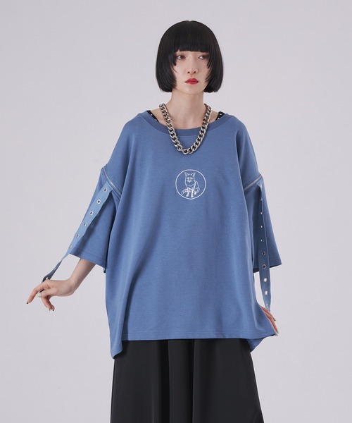 狐独(コドク)の「カットアウトハトメ刺繍Tシャツ(Tシャツ/カットソー・メンズ・ブラック/オフホワイト/ブルー・LARGE/MEDIUM)」の20枚目の写真