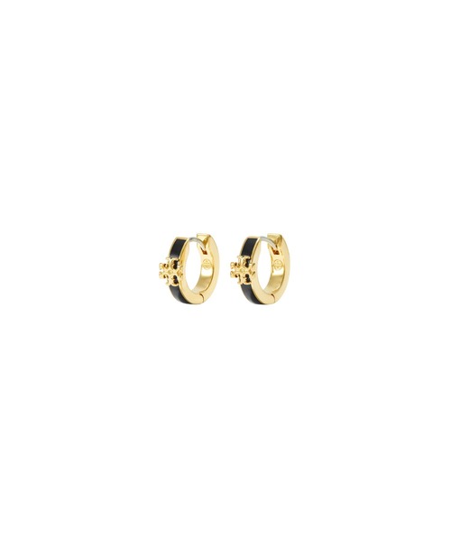 TORY BURCH（トリーバーチ）の「アイコン エナメル ハギー ピアス（ピアス（両耳用）・レディース・ブラック×ゴールド/アイボリー・ONE SIZE）」の2枚目の写真