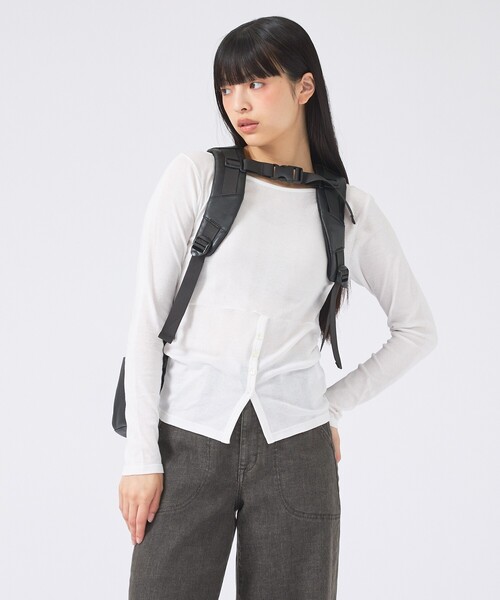 YArKA（ヤーカ）の「【YArKA/ヤーカ】real leather flap pocket round backpack/リアルレザー丸型フラップポケットバックパック/ユニセックス（バックパック/リュック・メンズ・ブラック・フリー）」の18枚目の写真