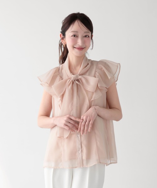 Mirenue(ミレニュー)の「ボウタイリボンフリルブラウス(シャツ/ブラウス・レディース・ピンク/ブラック/ホワイト・FREE)」の9枚目の写真