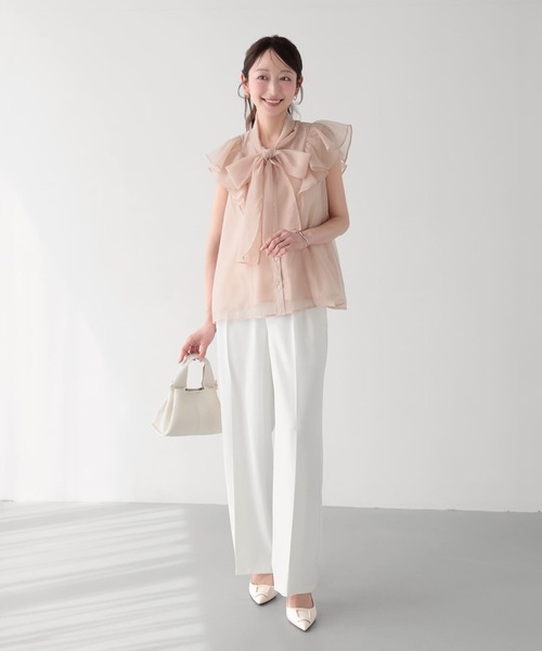 Mirenue(ミレニュー)の「ボウタイリボンフリルブラウス(シャツ/ブラウス・レディース・ピンク/ブラック/ホワイト・FREE)」の10枚目の写真