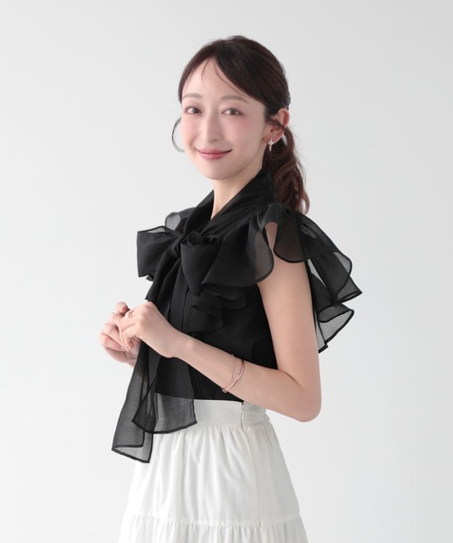 Mirenue(ミレニュー)の「ボウタイリボンフリルブラウス(シャツ/ブラウス・レディース・ピンク/ブラック/ホワイト・FREE)」の14枚目の写真