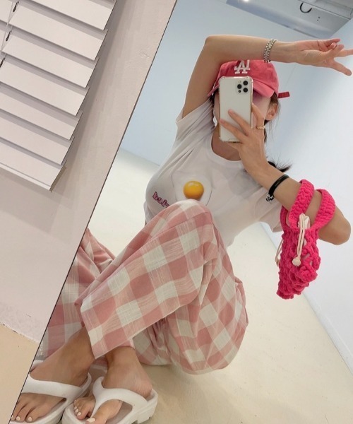 FAVORITO(ファヴォリート)の「チェック柄ワイドパンツ(その他パンツ・レディース・ブラック/ピンク・F)」の16枚目の写真