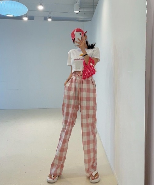 FAVORITO(ファヴォリート)の「チェック柄ワイドパンツ(その他パンツ・レディース・ブラック/ピンク・F)」の20枚目の写真