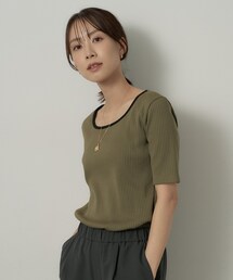 UNTITLED | 【二の腕カバー】スクエアネックテレコプルオーバー(Tシャツ/カットソー)