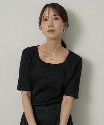 UNTITLED | 【二の腕カバー】スクエアネックテレコプルオーバー(Tシャツ/カットソー)