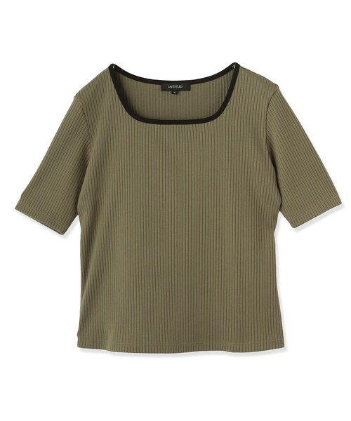 UNTITLED(アンタイトル)の「【二の腕カバー】スクエアネックテレコプルオーバー(Tシャツ/カットソー・レディース・オフホワイト/ブラック/カーキ・00/02/04/44/48/50)」の4枚目の写真