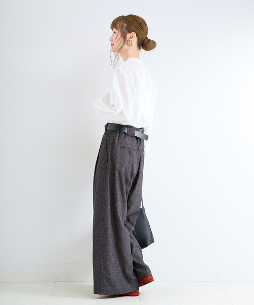 B.C STOCK(ベーセーストック)の「《追加》手洗い可 / フリルクルーネックブラウス(シャツ/ブラウス・レディース・ホワイト/ブラック・FREE)」の6枚目の写真