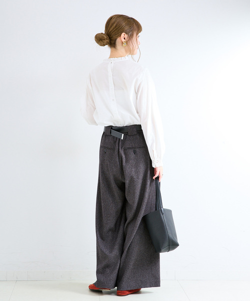 B.C STOCK(ベーセーストック)の「《追加》手洗い可 / フリルクルーネックブラウス(シャツ/ブラウス・レディース・ホワイト/ブラック・FREE)」の7枚目の写真