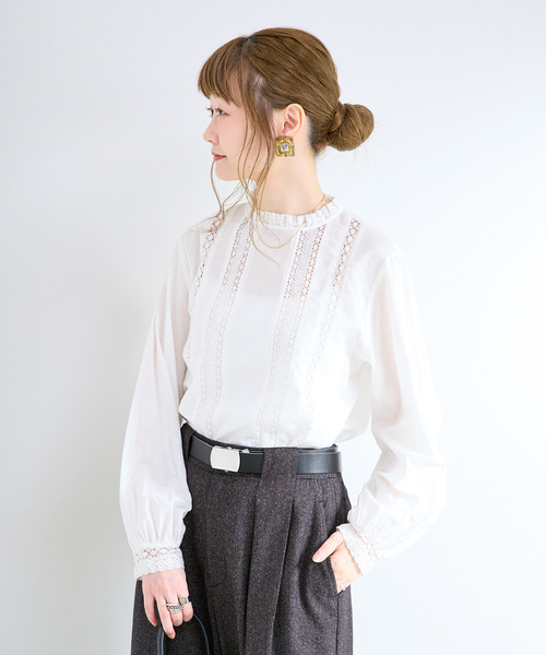 B.C STOCK(ベーセーストック)の「《追加》手洗い可 / フリルクルーネックブラウス(シャツ/ブラウス・レディース・ホワイト/ブラック・FREE)」の8枚目の写真