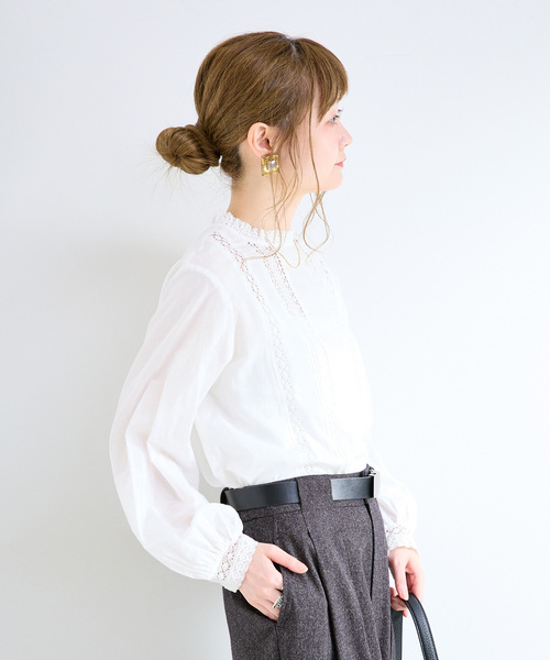 B.C STOCK(ベーセーストック)の「《追加》手洗い可 / フリルクルーネックブラウス(シャツ/ブラウス・レディース・ホワイト/ブラック・FREE)」の9枚目の写真