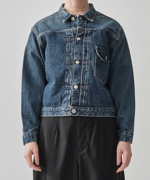 orSlow（オアスロウ）の「[orSlow/オアスロー]TYPE1 40s PLEATED FRONT BLOUSE USED WASH/UNISEX（デニムジャケット・レディース・ブルー・000）」の10枚目の写真