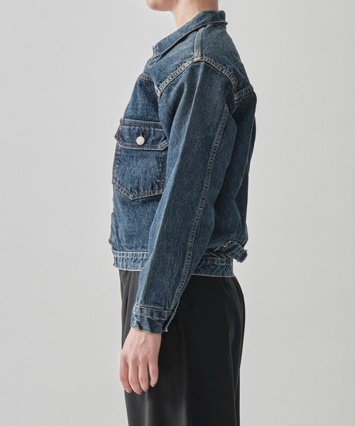 orSlow（オアスロウ）の「[orSlow/オアスロー]TYPE1 40s PLEATED FRONT BLOUSE USED WASH/UNISEX（デニムジャケット・レディース・ブルー・000）」の11枚目の写真