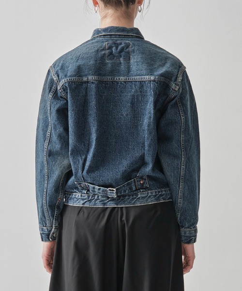 orSlow（オアスロウ）の「[orSlow/オアスロー]TYPE1 40s PLEATED FRONT BLOUSE USED WASH/UNISEX（デニムジャケット・レディース・ブルー・000）」の2枚目の写真