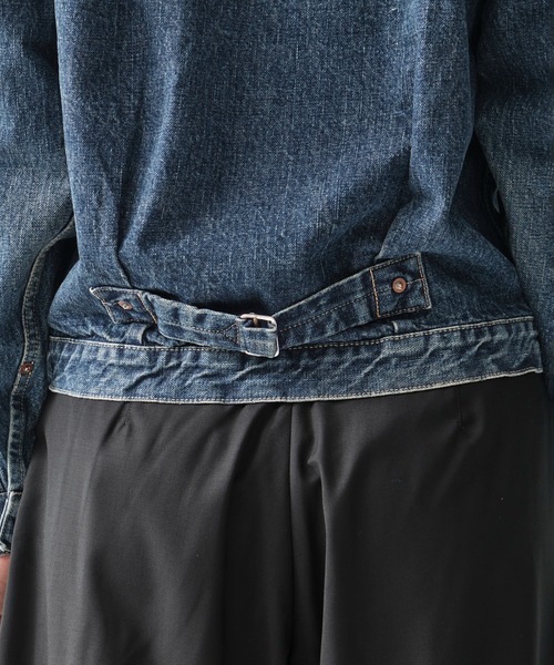 orSlow（オアスロウ）の「[orSlow/オアスロー]TYPE1 40s PLEATED FRONT BLOUSE USED WASH/UNISEX（デニムジャケット・レディース・ブルー・000）」の4枚目の写真