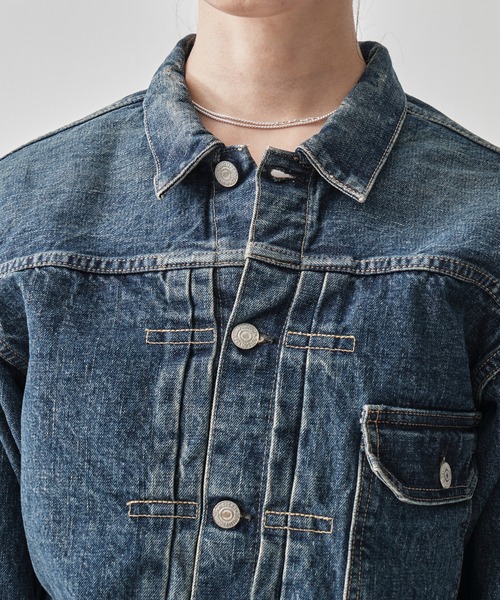 orSlow（オアスロウ）の「[orSlow/オアスロー]TYPE1 40s PLEATED FRONT BLOUSE USED WASH/UNISEX（デニムジャケット・レディース・ブルー・000）」の5枚目の写真