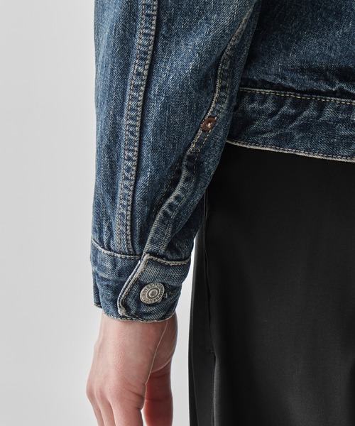 orSlow（オアスロウ）の「[orSlow/オアスロー]TYPE1 40s PLEATED FRONT BLOUSE USED WASH/UNISEX（デニムジャケット・レディース・ブルー・000）」の6枚目の写真