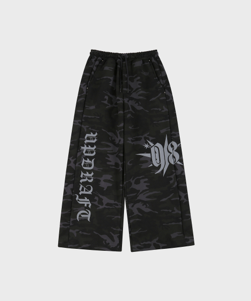 UPDRAFT（アップドラフト）の「CAMO PRINT WIDE TRACK PANTS [BLACK]（スウェットパンツ・レディース・その他・FREE）」の3枚目の写真