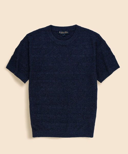 BROOKS BROTHERS(ブルックスブラザーズ)の「リヨセルブレンド テキスチャード ショートスリーブ クルーネックセーター(ニット/セーター・メンズ・ネイビー/カーキ・MEDIUM/LARGE/X-LARGE/SMALL)」の1枚目の写真