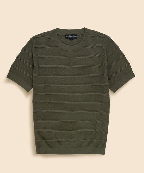 BROOKS BROTHERS(ブルックスブラザーズ)の「リヨセルブレンド テキスチャード ショートスリーブ クルーネックセーター(ニット/セーター・メンズ・ネイビー/カーキ・MEDIUM/LARGE/X-LARGE/SMALL)」の2枚目の写真