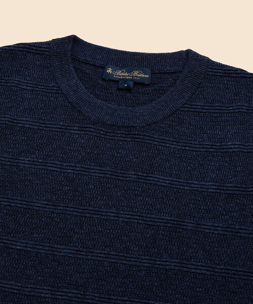 BROOKS BROTHERS(ブルックスブラザーズ)の「リヨセルブレンド テキスチャード ショートスリーブ クルーネックセーター(ニット/セーター・メンズ・ネイビー/カーキ・MEDIUM/LARGE/X-LARGE/SMALL)」の4枚目の写真