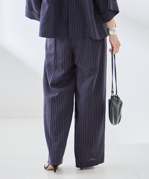 journal standard L'essage（ジャーナルスタンダードレサージュ）の「シルクMIXシアー&ストライプパンツ（その他パンツ・レディース・ネイビー/ホワイト・36/38）」の21枚目の写真