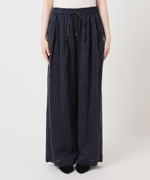 journal standard L'essage（ジャーナルスタンダードレサージュ）の「シルクMIXシアー&ストライプパンツ（その他パンツ・レディース・ネイビー/ホワイト・36/38）」の3枚目の写真