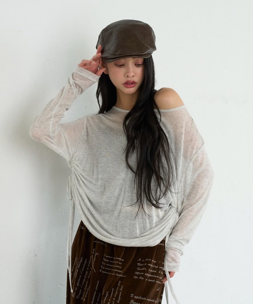 RAY CASSIN(レイカズン)の「シアールーズロゴTシャツ(Tシャツ/カットソー・レディース・ホワイト/チャコールグレー/ホワイト系その他/カーキ・FREE)」の3枚目の写真