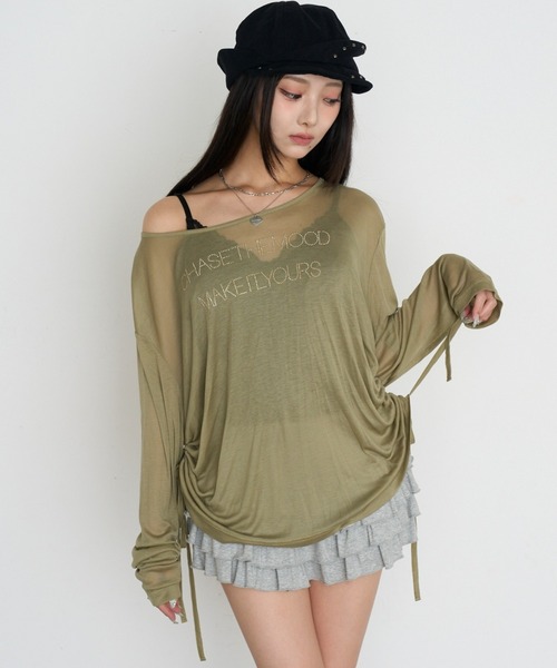 RAY CASSIN(レイカズン)の「シアールーズロゴTシャツ(Tシャツ/カットソー・レディース・ホワイト/チャコールグレー/ホワイト系その他/カーキ・FREE)」の4枚目の写真