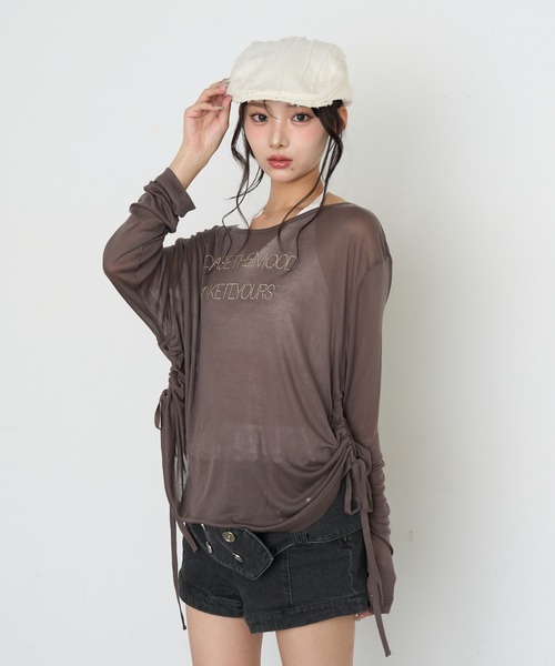 RAY CASSIN(レイカズン)の「シアールーズロゴTシャツ(Tシャツ/カットソー・レディース・ホワイト/チャコールグレー/ホワイト系その他/カーキ・FREE)」の14枚目の写真