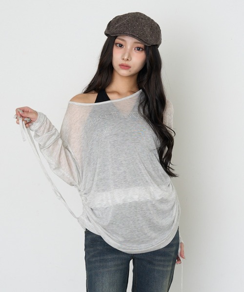RAY CASSIN(レイカズン)の「シアールーズロゴTシャツ(Tシャツ/カットソー・レディース・ホワイト/チャコールグレー/ホワイト系その他/カーキ・FREE)」の21枚目の写真