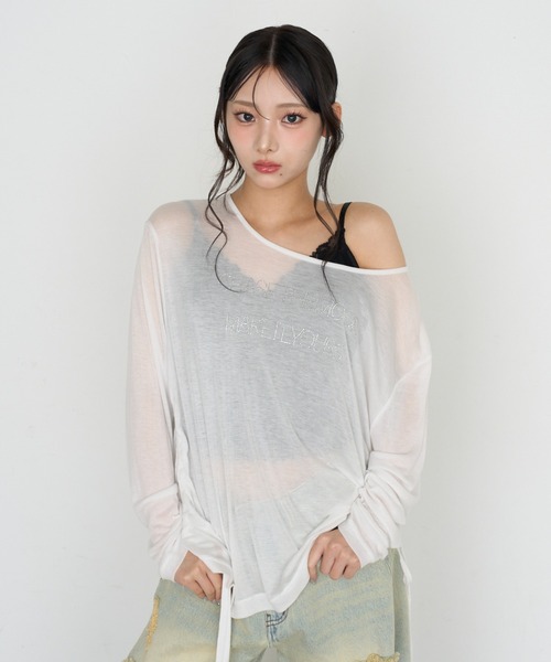 RAY CASSIN(レイカズン)の「シアールーズロゴTシャツ(Tシャツ/カットソー・レディース・ホワイト/チャコールグレー/ホワイト系その他/カーキ・FREE)」の5枚目の写真